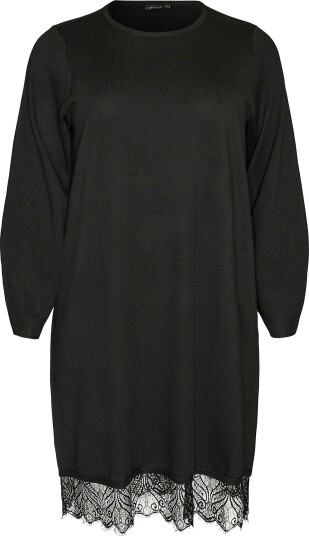 Zizzi   Kjole Mava Lace L/S Abk Dress   Svart