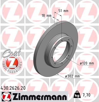 Bremseskive ZIMMERMANN 430.2626.20 Bremseskive ZIMMERMANN 430.2626.20
