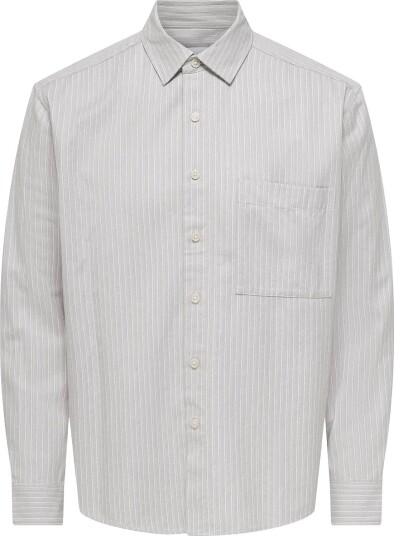 ONLY & SONS Onsfrome Ls Shirt Rlx Frml SILVER LINING XL