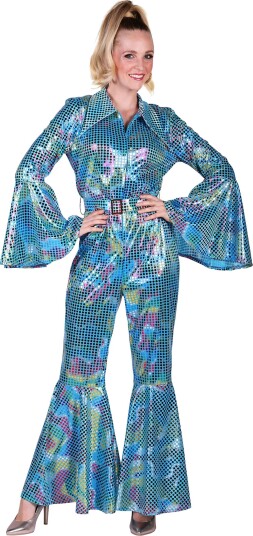 Thetru B.v. Disco Jumpsuit Turkis Fargeskimrende Kostyme X-Large 3591-1500-00XL