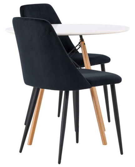 Venture Design Danburi & Night spisegruppe Svart/hvit 2 stoler & bord 60 cm
