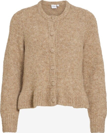 Vila Vibows L/S Flounce Knit Cardigan Noos Brown XS Vila Vibows L/S Flounce Knit Cardigan Noos Brown XS