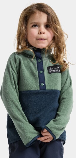 Didriksons Fleeceskjorte Monte Kids' Half Button Grønn