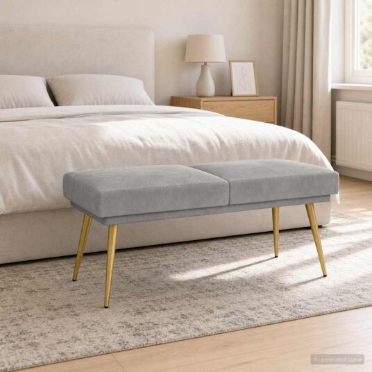 vidaXL Dobbel-lags benk Lysegrå 120 x 45 x 46 cm Fløyel
