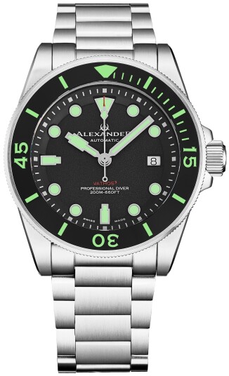 Alexander Herreklokke A520 02 Vathos Sort/Stål Ø42 mm Alexander Herreklokke A520 02 Vathos Sort/Stål Ø42 mm