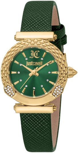 Just Cavalli Dameklokke JC1L332L0325 Mistero Grønn/Lær Ø30 mm
