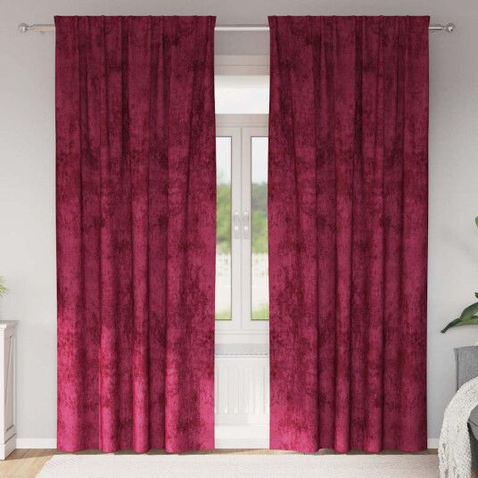  Gardin med gardiner 2 pcs Vinrød 260 x 140 cm Fløyel