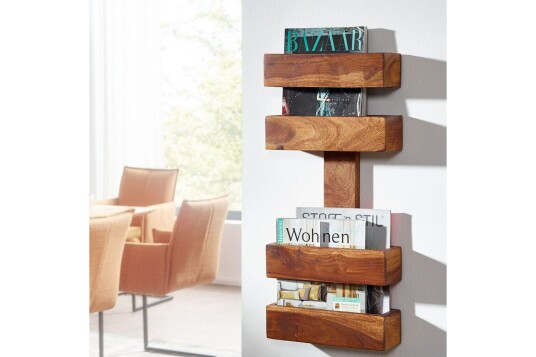 Wohnling Avisstativ massivt tre veggmontering landlig stil Rosentre Wohnling Avisstativ massivt tre veggmontering landlig stil Rosentre