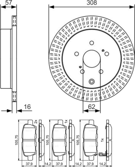 Bremseskiver og -klosser BOSCH BSH3405N0327