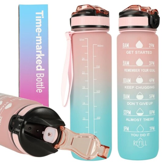 Vannflaske bidon 1l rosa og blå Vannflaske bidon 1l rosa og blå