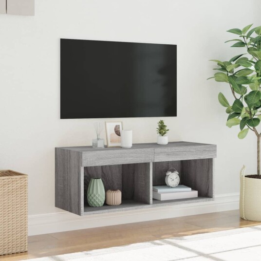 vidaXL TV-benk med LED-lys grå sonoma 80x30x30 cm 8721012257351 vidaXL TV-benk med LED-lys grå sonoma 80x30x30 cm 8721012257351