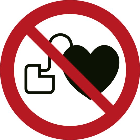 Skilt Forbudt for personer med pacemaker - Plast - Ø210 mm