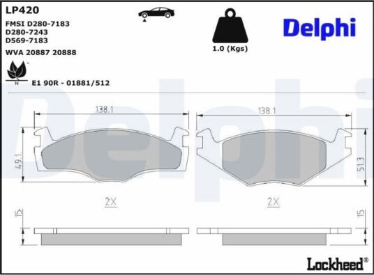 DELPHI LP420 Bremseklosser