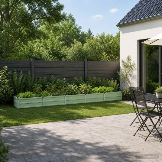 vidaXL Hevet Hagebed Pastellgrønn 400 x 40 x 24 cm kaldvalset stål