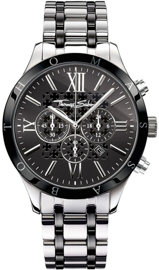 Thomas Sabo Herreklokke WA0139 222 203 Rebel Sort/Stål Ø43 mm