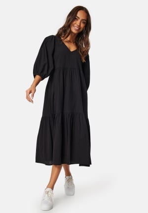 Happy Holly Balloon Sleeve Cotton Dress Black 48/50 Happy Holly Balloon Sleeve Cotton Dress Black 48/50