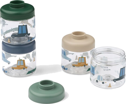 LIEWOOD Dominique Tritan Snacksbokser 100 ml 4-Pakk Cars/Sandy
