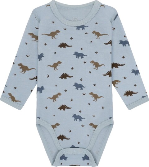 Hust & Claire Dino Ull- og Bambus Body Baby Blue Str. 86