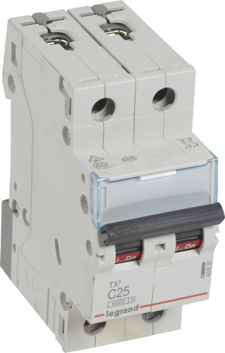 Legrand 5 stk TX3 MCB automatsikring C25 2P 2M 6/6kA