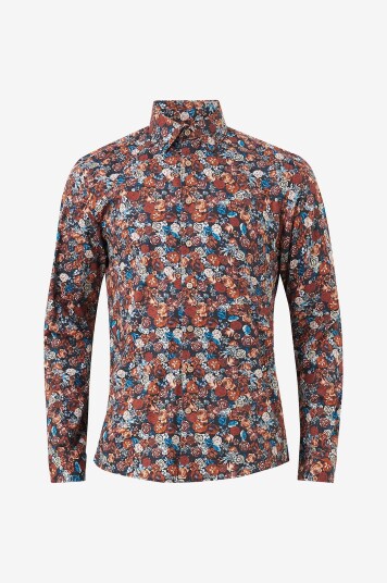 Lindbergh - Skjorte AOP Superflex Shirt L/S - Rød