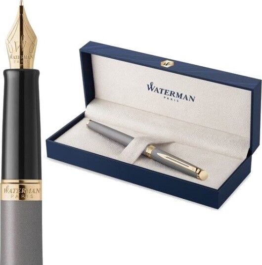 Waterman Hmisphre Fountain Pen Stone Grey Fine Nib with Blue Ink Gift Box