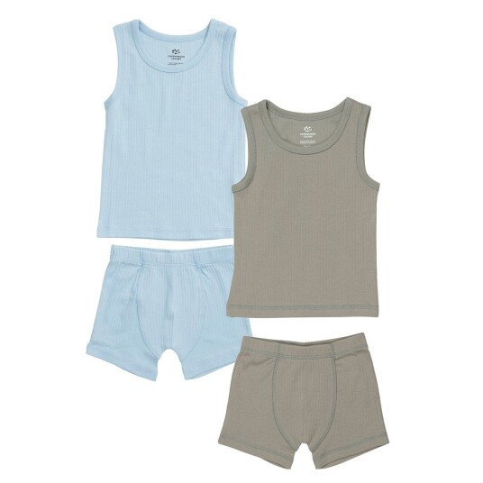 COPENHAGEN COLORS Lt. Grey/ Lt. Blue Comb. Core Rib Jersey 2Pack Tank-Topp And Bokser shorts 116