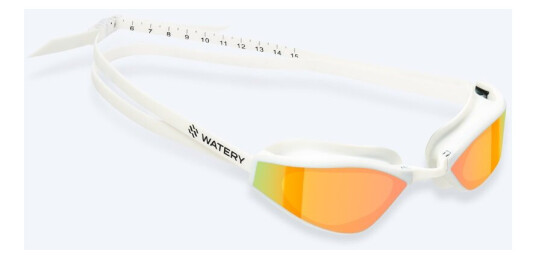 Watery Elite svømmebriller Storm Racer Mirror Hvit/gull Konkurranse / trening svømmebriller Bedst i test