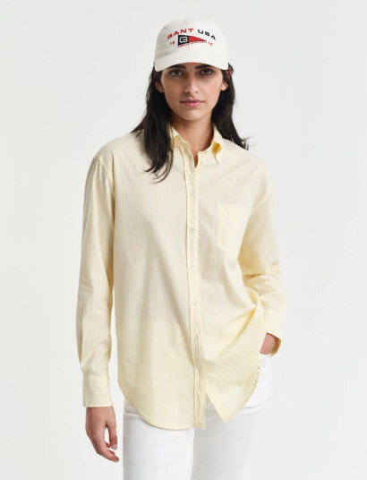 GANT Rel Luxury Oxford Striped Bd Shirt - Yellow - 40