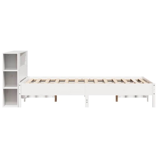 Seng med bokhylle uten madrass hvit 120x190 cm heltre furu 3322844
