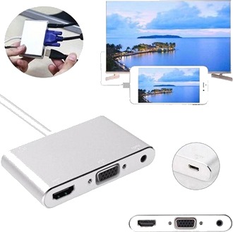 Lightning / HDMI VGA Audio MicroUSB Adapter   iPhone iPad