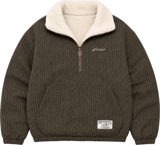 Prohibited Throwback Sherpa Half Zip BROWN M Prohibited Throwback Sherpa Half Zip BROWN M