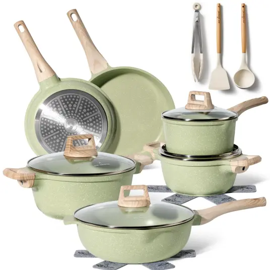 Just Perfecto 15-dels Nonstick Granitt grytesett (Grønn) Just Perfecto 15-dels Nonstick Granitt grytesett (Grønn)