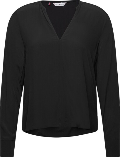 Tommy Hilfiger Viscose Crepe V Neck Blouse Black 36
