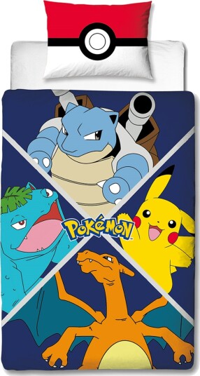 Licens Pokemon Sengetøy 150x210 cm Sengetøy med 2 i 1 design 100 % bomull