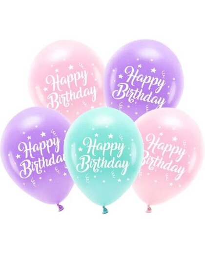 5 stk Bursdagsballonger Happy Birthday 26 cm