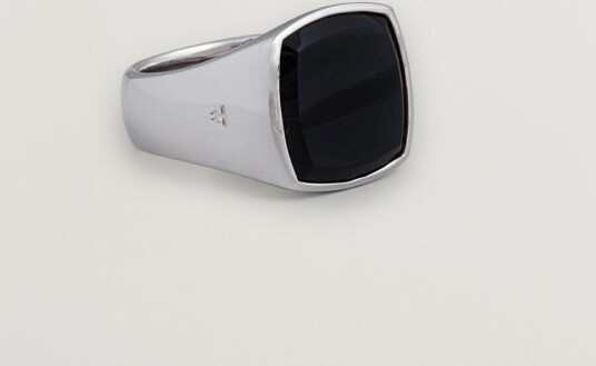 Tom Wood Cushion Polished Black Onyx Ring Silver