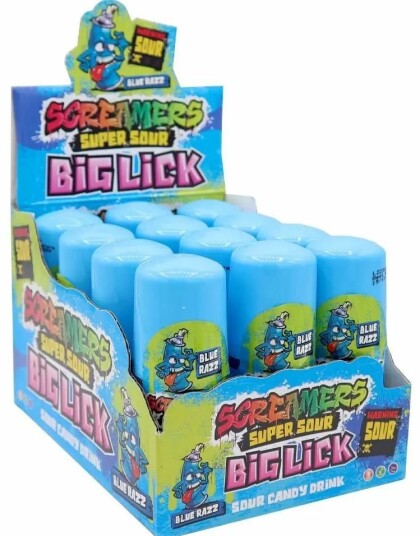 12 stk Zed Candy Screamers   Big Lick Blue Razz   Surt Flytende Godteri   Hel Eske 720 ml