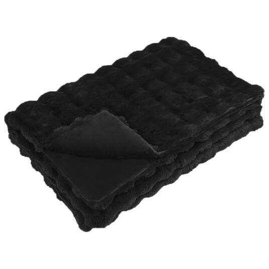  Faux kaninullteppe 4 pcs Svart 240 x 270 cm Polyester