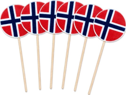 27 stk Runde Norske Flagg Kjærligheter på Pinne - Hel Eske 1,35 kg