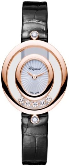 Chopard Dameklokke 204305 5301 Happy Diamonds Hvit/Lær Ø25.8 mm