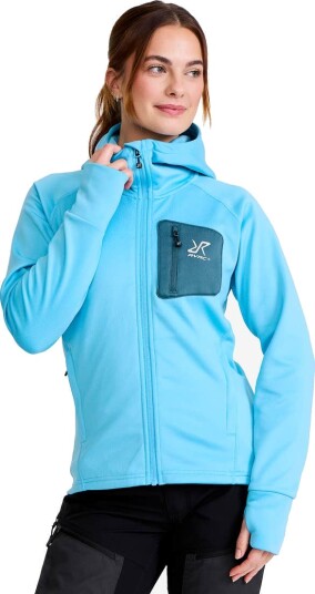 Revolutionrace Dame Overdeler Fleece & midlayers Evolution Stretch Fleece Hoodie Dame Alaskan Blue XL