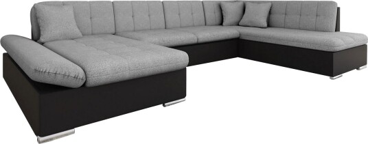 Zumar Sovesofa med Sjeselong og Dobbel Sjeselong 4 seter i Kunstlær   Svart / Grå