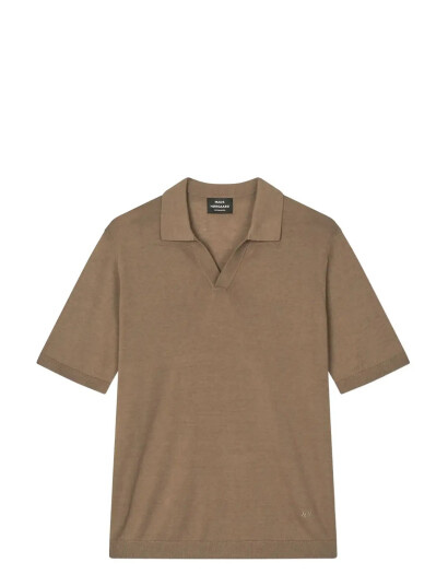 Mads Nørgaard Cotton Lino Theo Polo Knit   Brown   XL