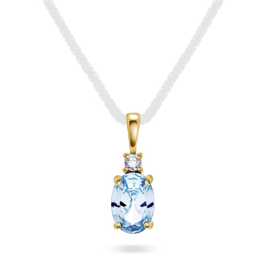 Pan Jewelry Anheng i 585 gult gull med zirkonia og syntetisk blå spinell Pan Jewelry Anheng i 585 gult gull med zirkonia og syntetisk blå spinell