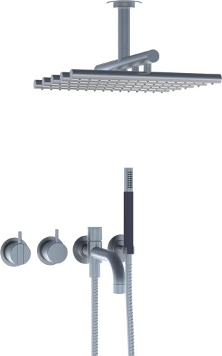 Vola Badekarbatteri 811C-071 Med Hånddusj Sort Matt 160mm