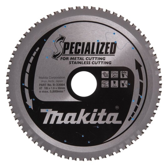 Makita Sirkelsagblad 185mm Spesialisert for Metall og Rustfritt Stål B-33984