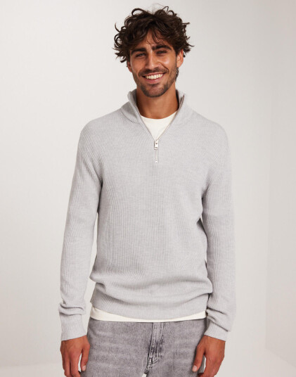 Jack & Jones Jjeperfect Knit Half Zip Sn Half zip Grå