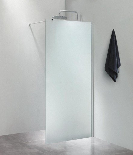 Cassøe SLIM Dusjvegg 90 cm m/Forhengsstang 100 cm, Frosset glass/Blank profil Cassøe SLIM Dusjvegg 90 cm m/Forhengsstang 100 cm, Frosset glass/Blank profil