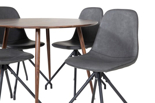 Venture Home Plaza Spisegruppe 100 cm Rund med 4 Polar Stoler Sort
