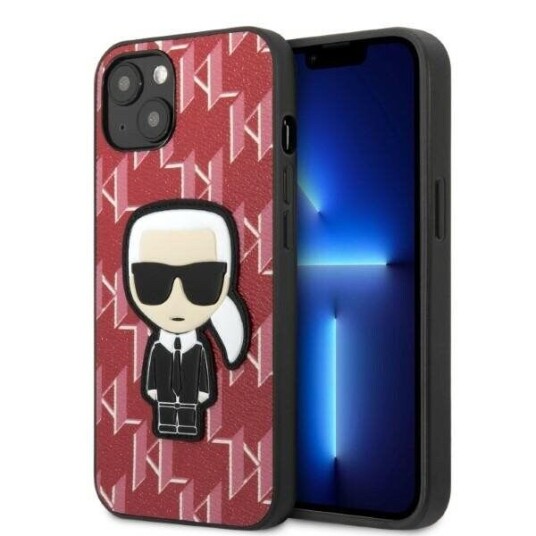 Karl Lagerfeld iPhone 13 Mini Hardt Deksel Rød Monogram Patch